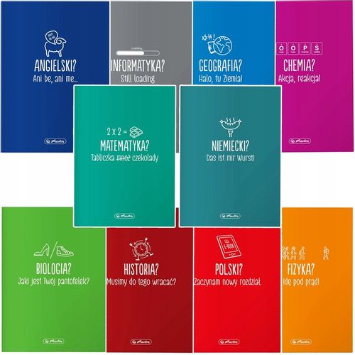 ZESTAW 10 ZESZYTÓW TEMATYCZNYCH PRZEDMIOTOWYCH ZE ŚCIĄGĄ 60k A5 HERLITZ na Arena.pl