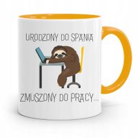 Kubek Żółty Śmieszny Zabawny Urodzony Do Spania Z Nadrukiem Ze Zdjęciem