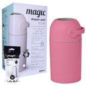 Kosz na zużyte pieluchy Magic Majestic ciemny róż (na 25 pieluch) + worki