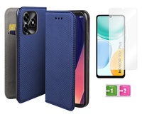 Etui z klapką do HONOR X5c Plus obudowa niebieski case + szkło na ekran 9H
