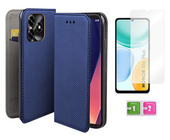 Etui z klapką do HONOR X5c Plus obudowa niebieski case + szkło na ekran 9H