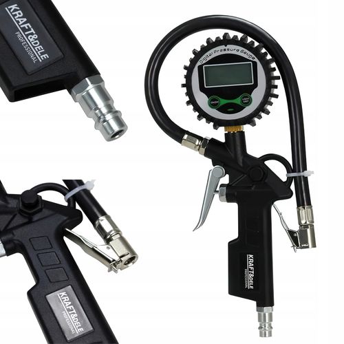 Cyfrowy LCD Pistolet Pompowania Kół Opon Manometr 12 bar 1/4'' KRAFT&DELE na Arena.pl