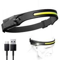 CZOŁOWA LAMPA LED CZOŁÓWKA LATARKA USB C CZUJNIK RUCHU AKUMULATOR MOCNA PRO