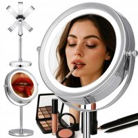 LUSTERKO KOSMETYCZNE DWUSTRONNE 13 cm PODŚWIETLANE LED LUSTRO STOJĄCE