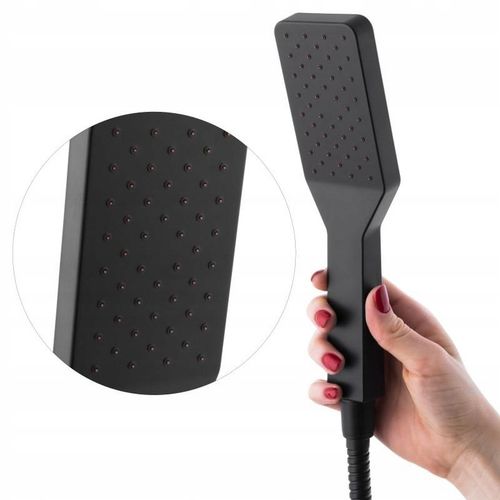 Bateria prysznicowa czarna ścienna jednouchwytowa ze słuchawką i wężem YOKA na Arena.pl