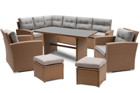 Zestaw Meblowy Premium KARA MAXI NAROŻNIK Stół 2 PUFY TECHNORATTAN