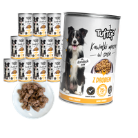 MOKRA KARMA DLA PSA TufTuf puszka kawałki mięsne z drobiem ZESTAW 12x415g