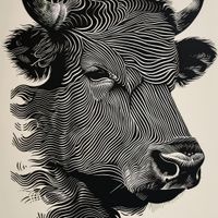 Plakat 100x100cm Byk w Świetlistych Barwach