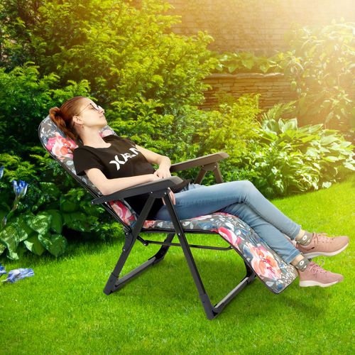 FOTEL LEŻAK OGRODOWY PLAŻOWY SKŁADANY PODNÓŻEK na Arena.pl