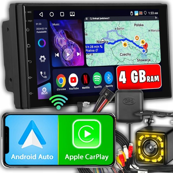 RADIO SAMOCHODOWE 2 DIN ANDROID AUTO CARPLAY 4GB/64GB ANDROID 13 RDS DSP zdjęcie 1