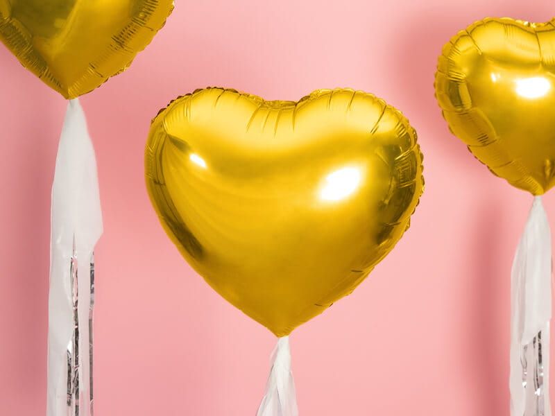 Balon foliowy serce złoty, 45 cm zdjęcie 2