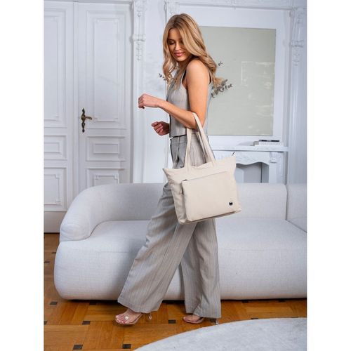 pojemna, jednokomorowa shopperka damska z poliestru w beżowym kolorze na Arena.pl