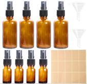 Zestaw Szklanych Butelek z Rozpylaczem 50ml i 10ml Bursztynowe z Lejkami