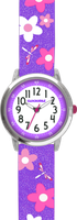 CLOCKODILE Kwiecisty błyszczący fioletowy zegarek dziewczęcy FLOWERS