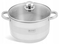 GARNEK Stalowy GRUBE 7x DNO z POKRYWKĄ 7,6L 26cm INDUKCJA Gaz 3008