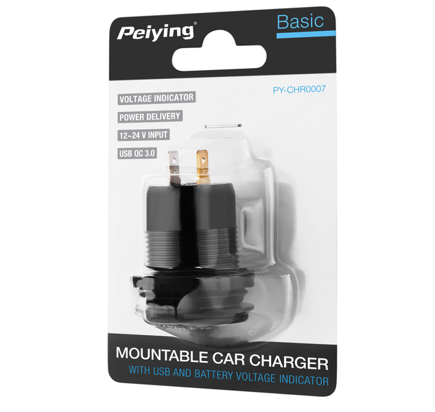 ŁADOWARKA SAMOCHODOWA USB Z MIERNIKIEM NAPIĘCIA 63W PEIYING PY-CHR0007 zdjęcie 3