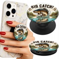 Uchwyt do telefonu Popsocket na palce/stojak WZORY WĘDKARSKIE RYBY WĘDKA