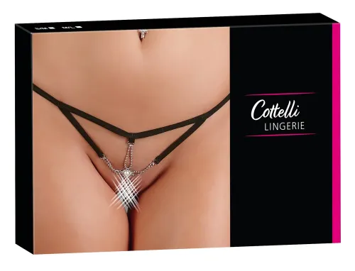cottelli lingerie stringi z cienkich paskow s/m srebrne detale na Arena.pl