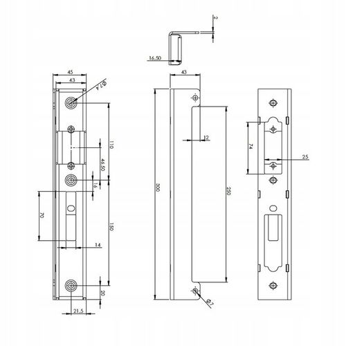 Kaseta elektrozaczepu do furtki , wąska 45 x 16,5 x 300 mm , antracyt na Arena.pl