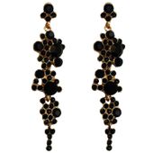 DŁUGIE czarne kolczyki ELEGNACKIE wiszące cyrkonie 3-0080