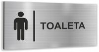 Tabliczka informacyjna oznaczenie TOALETA MĘSKA Tablica aluminium SREBRNA