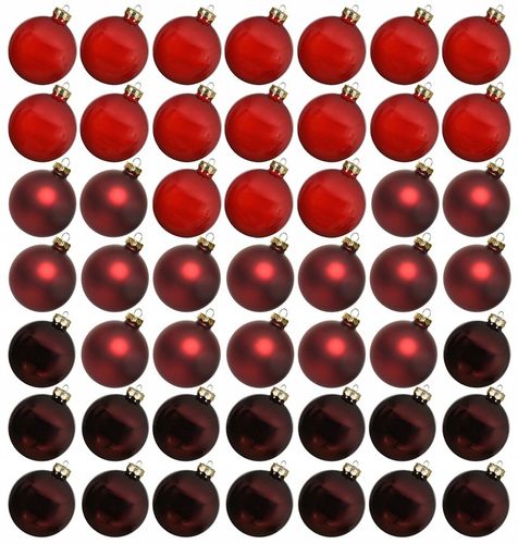 Szklane Czerwone Bordowe Bombki Choinkowe 6 cm 49szt. MIX na Arena.pl