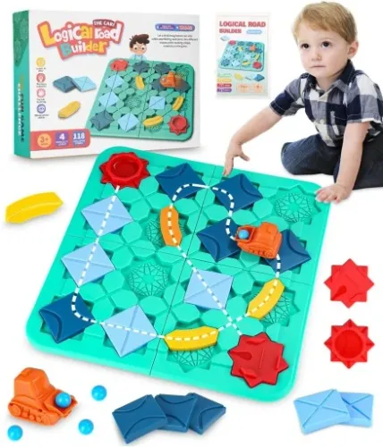 KREATYWNA ZABAWKA DLA DZIECI DROGA LABIRYNT SAMOCHÓD KLOCKI PLANSZOWA 24H = na Arena.pl