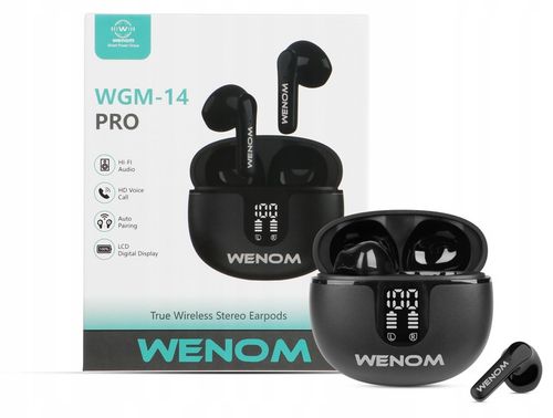 SŁUCHAWKI BEZPRZEWODOWE DOUSZNE WENOM WGM 14-PRO ANC 2 MIKROFONY LED EKRAN na Arena.pl