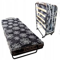 ŁÓŻKO SKŁADANE TURYSTYCZNE NA KÓŁKACH POLOWE MATERAC 80X190CM PRZENOŚNE