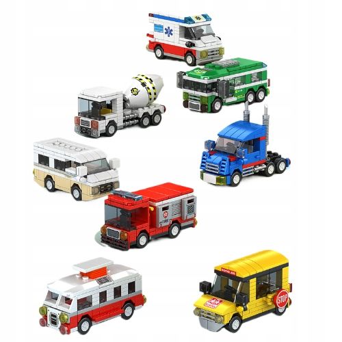KLOCKI KONSTRUKCYJNE 8w1 POJAZDY MIEJSKIE ZESTAW KLOCKÓW DLA DZIECI na Arena.pl