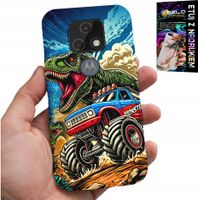 ETUI DO MOTOROLA MOTO E7 PLUS -DINOZAUR W MONSTERTRUCKU WZORY DLA DZIECI