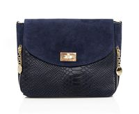 VERA PELLE torebka damska zamszowa listonoszka z paskiem V290 granatowa