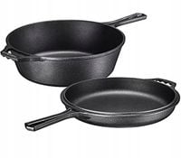 PATELNIA Żeliwna RONDEL GARNEK 26cm INDUKCJA GAZ OGNISKO GRILL PIEKARNIK
