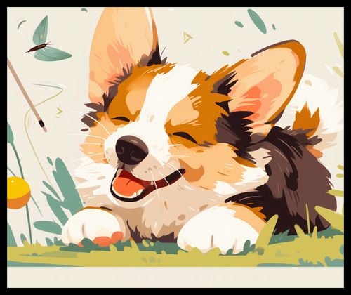 Plakat 60x50cm Beztroski Corgi na Arena.pl