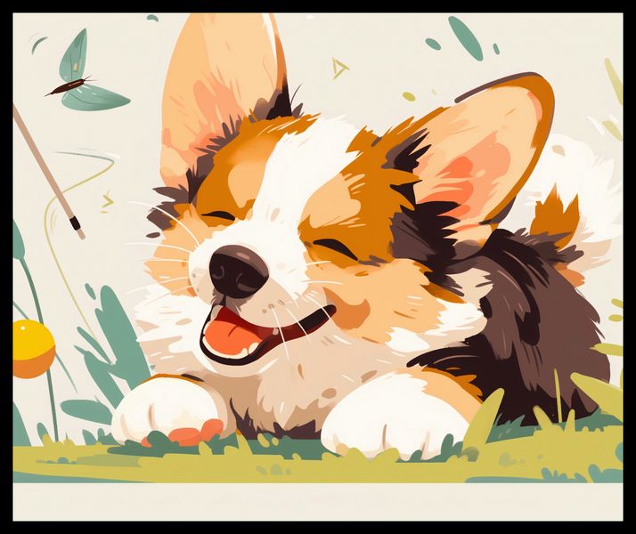 Plakat 60x50cm Beztroski Corgi zdjęcie 2