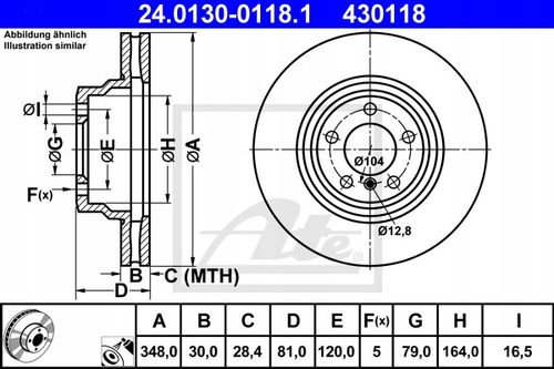 TARCZA HAM PRZOD 348X30 V ATE na Arena.pl