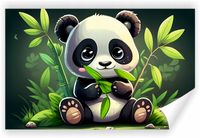 Fototapeta PREMIUM STRUKTURA ZMYWALANA TAPETA urocza panda jedząca bambusa