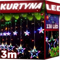 Girlanda kurtyna ŚWIETLNA z gwiazdkami LED LAMPKI gwiazdki wiszące RGB 3m