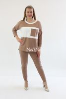 Dwukolorowy komplet bawełniany SIMILI Biało-beżowy 1