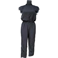 Lekki Wygodny Kombinezon na Krótki Rękaw Letni Luźny Czarny Rozmiar S