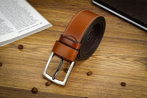 Pasek 110cm Męski Szeroki do SPODNI JEANS Brązowy na Arena.pl