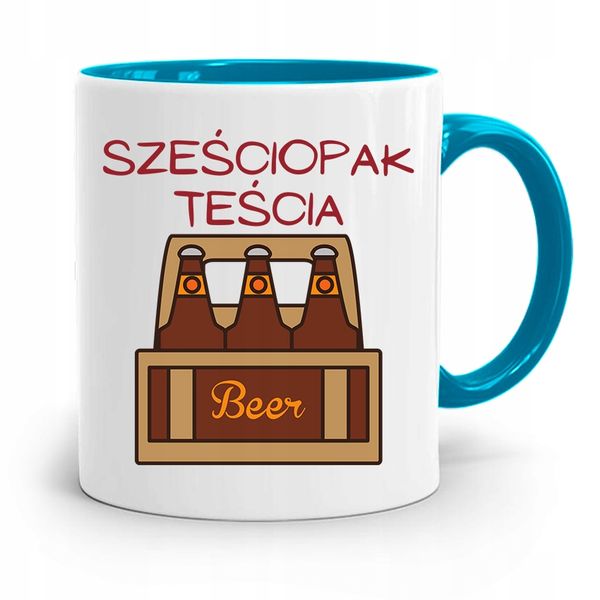 Kubek Błękitny Dla Teścia Sześciopak Teścia Z Nadrukiem Ze Zdjęciem zdjęcie 1