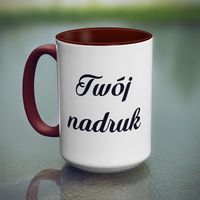 Duży kubek XXL z brązowym wnętrzem i uszkiem z Twoim nadrukiem