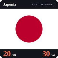 Karta eSIM Internet Japonia 20 GB na 30 dni - bez rejestracji