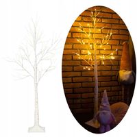 DRZEWKO BRZOZA 48LED ŚWIĄTECZNE LAMPKI ŚWIECĄCE OZDOBNE 120cm CIEPŁE BIAŁE