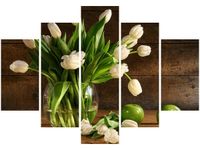 OBRAZ BUKIET JASNYCH TULIPANÓW KWIATY