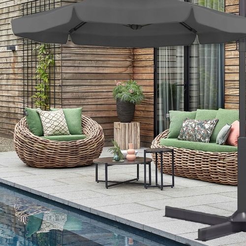 PARASOL ogrodowy DUŻY SKŁADANY SOLIDNY z WYSIĘGNIKIEM i FALBANĄ + POKROWIEC na Arena.pl