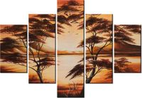 70 100CM OBRAZ 5 ELEM WSCHODZĄCA AFRYKA DRUK PŁÓTNO