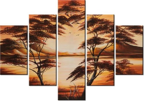 70 100CM OBRAZ 5 ELEM WSCHODZĄCA AFRYKA DRUK PŁÓTNO na Arena.pl