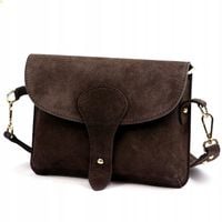 Czekoladowa torebka zamszowa włoska listonoszka ciemny brąz Laura Biaggi